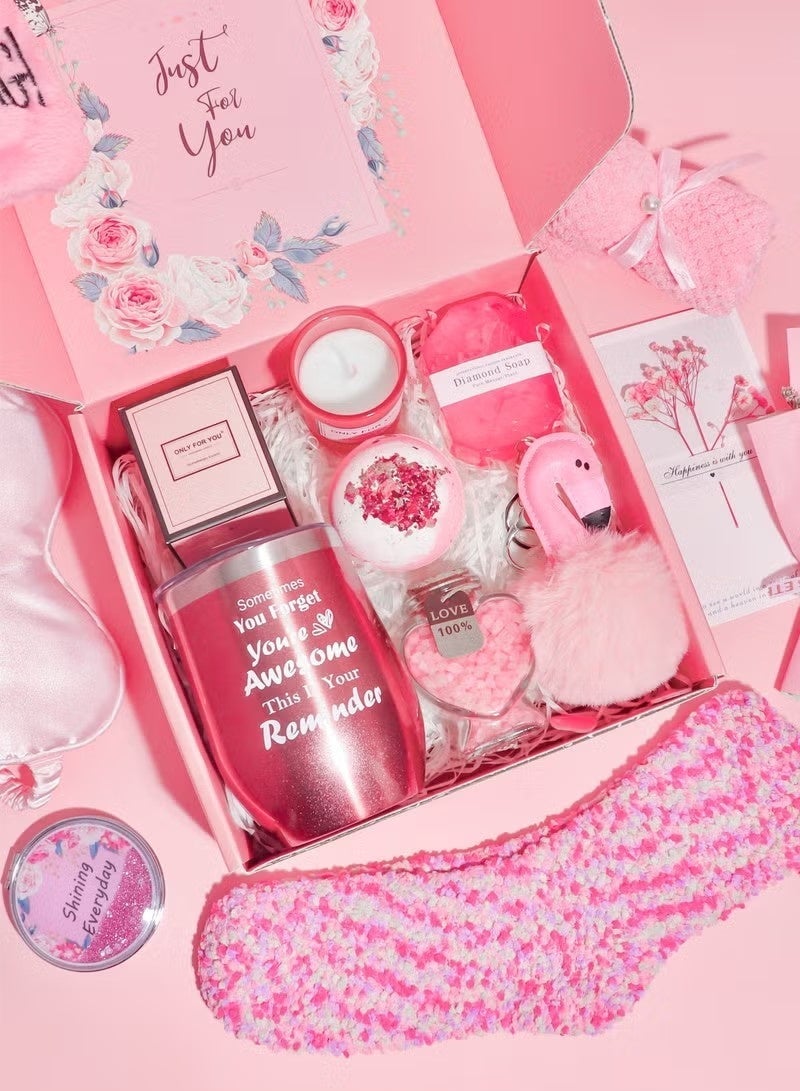 بيوينتي صندوق هدايا متكامل للزوجة والصديقة المقربة - كوب ترطيب بلون وردي ذهبي، مرآة مكياج وشَمعة (هدية للزفاف/الذكرى السنوية لها) - Image 4